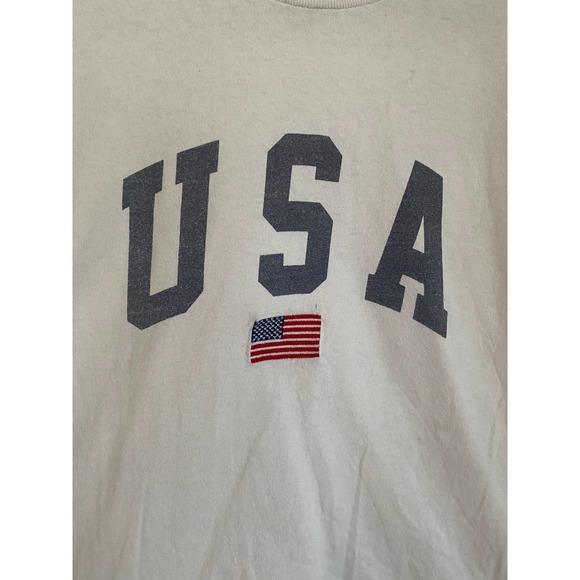 J. Galt USA Embroidered Flag White Crop Top, One Size - Picture 2 of 4